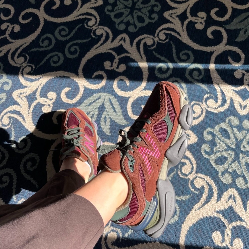 New Balance 9060 in Oak Burgundy and Pink